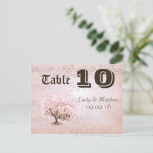 Simply Pink Heart Leaf Tree Table Number