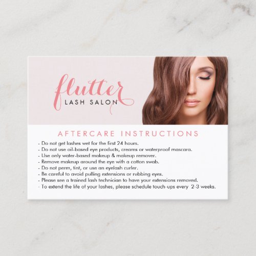 Simply Pink Lash Salon Aftercare Card
