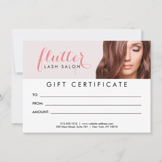 Simply Pink Lash Salon Photo Gift Certificate (Front)