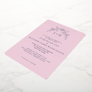 Simply Pink Vintage Silver Foil Invitation