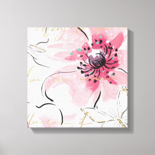 Simply Pink  Watercolor Floral Canvas Print