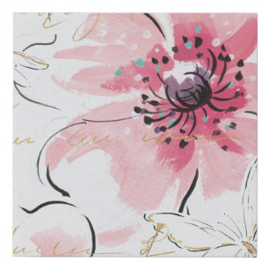 Simply Pink Watercolor Floral Faux Canvas Print