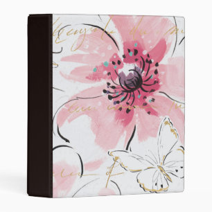 Simply Pink Watercolor Floral Mini Binder