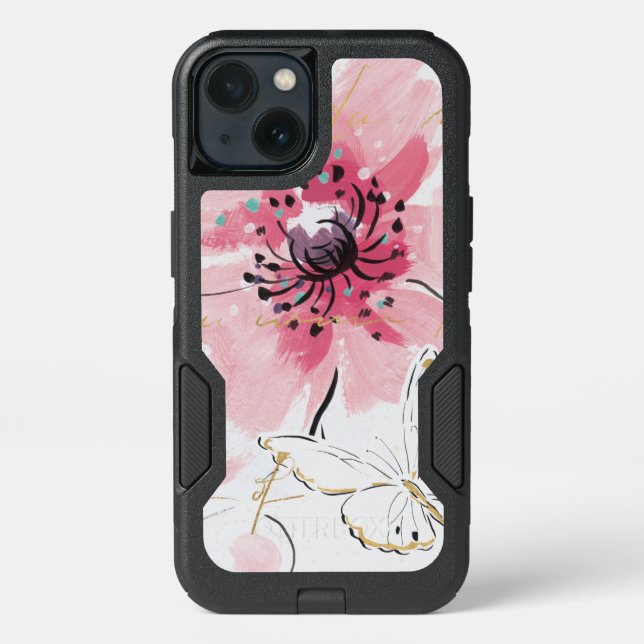 Simply Pink | Watercolor Floral Otterbox iPhone Case (Back)