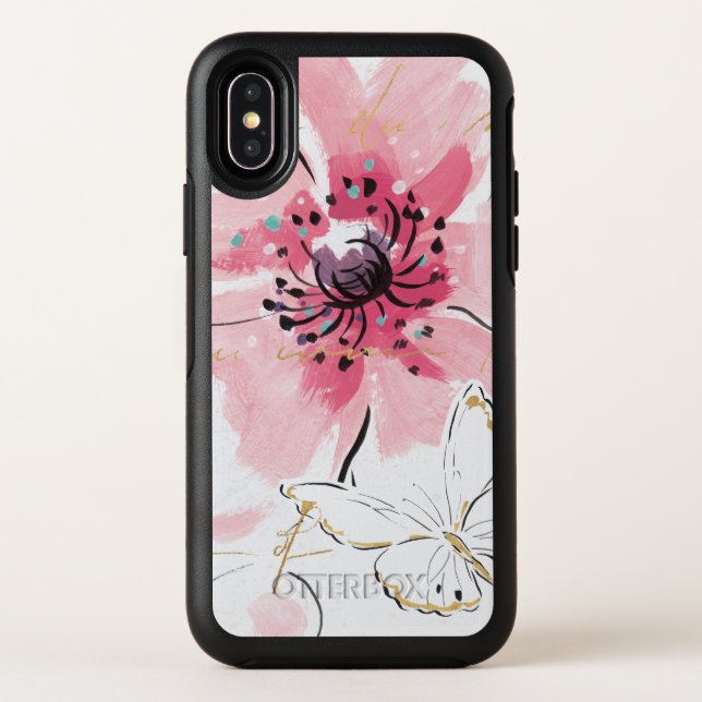 Simply Pink | Watercolor Floral Otterbox iPhone Case (Back)