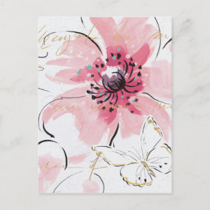 Simply Pink   Watercolor Floral Postcard