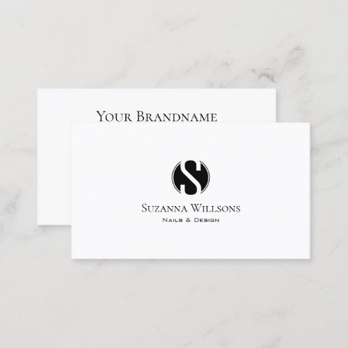 Simply Plain White Chic with Monogram Professional Business Card