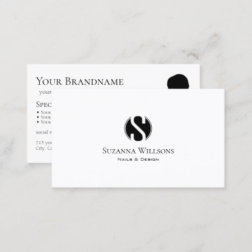 Simply Plain White with Monogram and Photo Classic Business Card