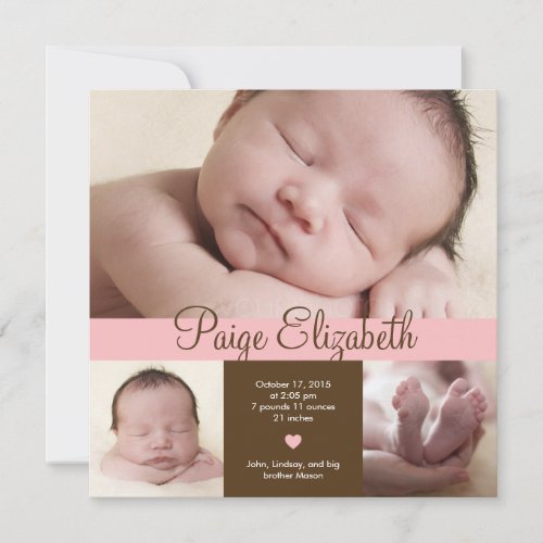 Simply Precious Birth Announcement - Pink