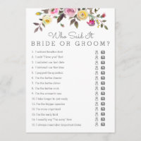 Simply Pretty Bridal Shower Who Said It Game Cards