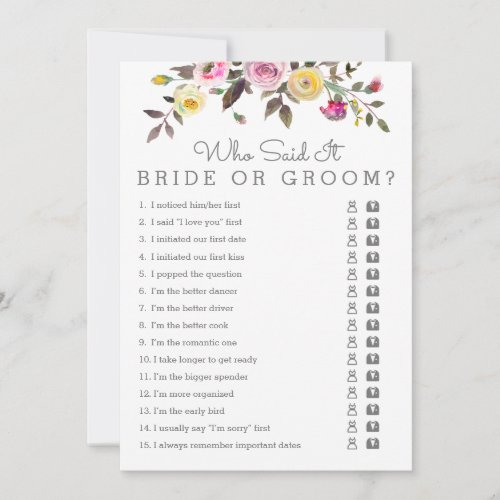 Simply Pretty Bridal Shower Who Said It Game Cards