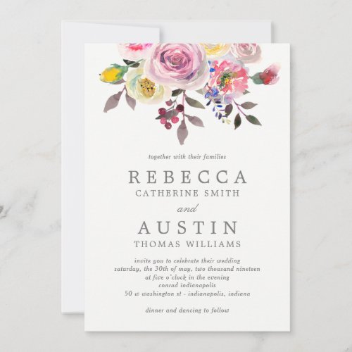 Simply Pretty Floral Wedding Invitation