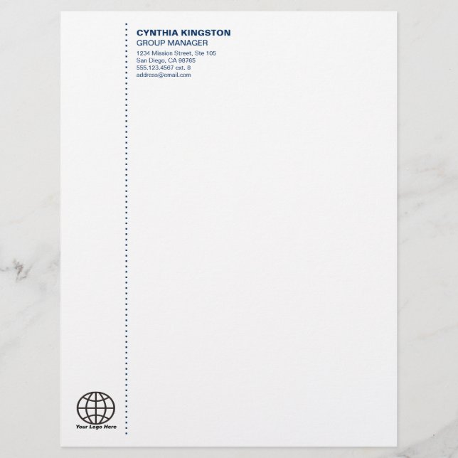 Simply professional navy blue your logo company letterhead (Front)