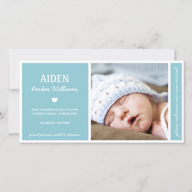 SIMPLY PURE | BABY BOY BIRTH ANNOUNCEMENT (Front)