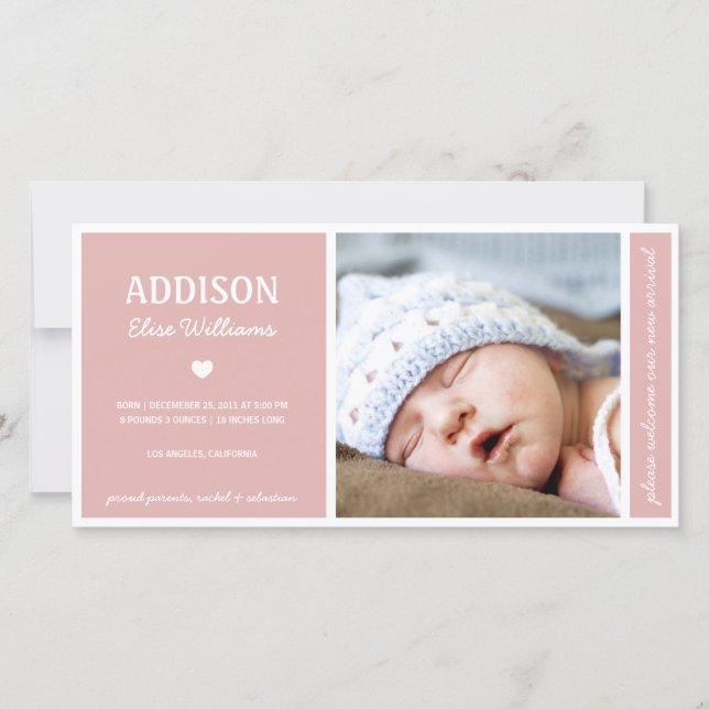 SIMPLY PURE | BABY GIRL BIRTH ANNOUNCEMENT (Front)