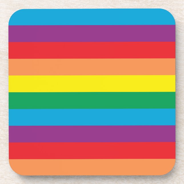 Simply Rainbow Pattern Beverage Coaster (Front)