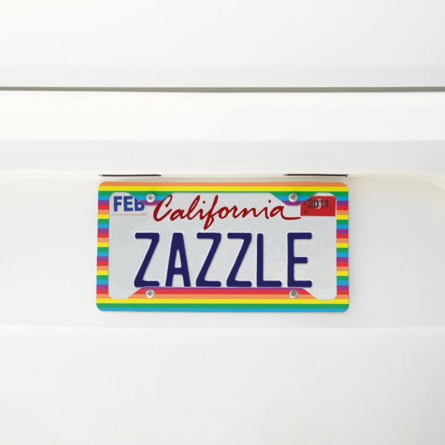 Simply Rainbow Pattern License Plate Frame (On Car)