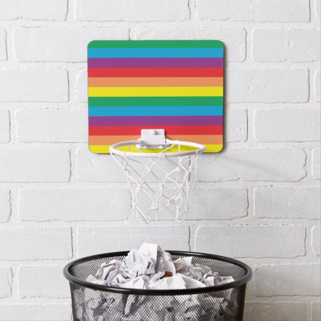 Simply Rainbow Pattern Mini Basketball Hoop (In Situ)