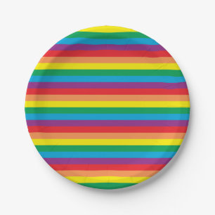 Simply Rainbow Pattern Paper Plates