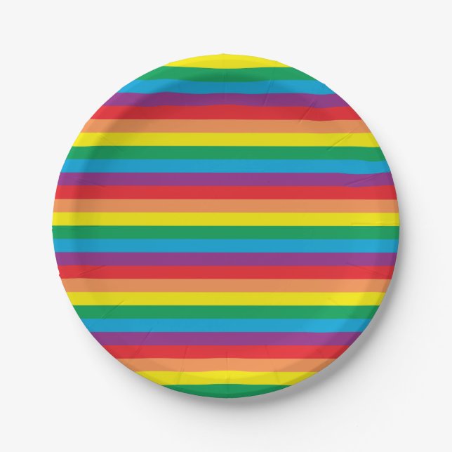 Simply Rainbow Pattern Paper Plates (Front)