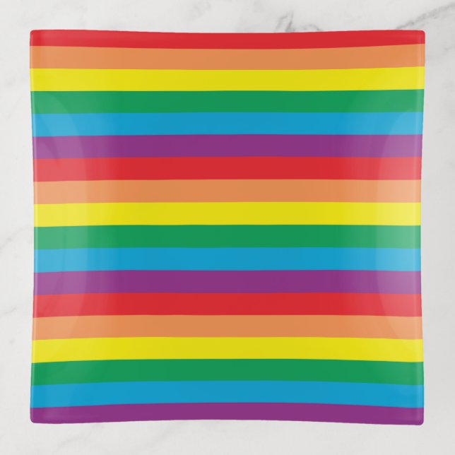 Simply Rainbow Pattern Trinket Tray (Front)