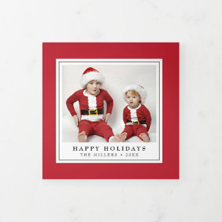 Simply Red Christmas Holiday Trifold Photo Card