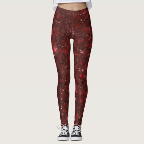 Simply Red Glitter Womens Leggings