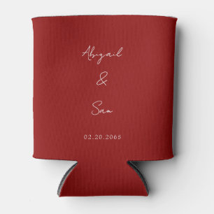 Simply Red Script Wedding Favor Can Cooler