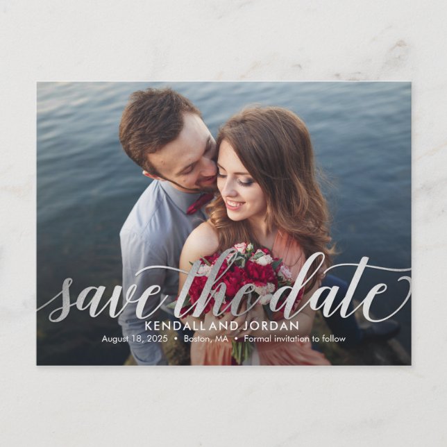 Simply Romantic Save The Date Postcard (Front)