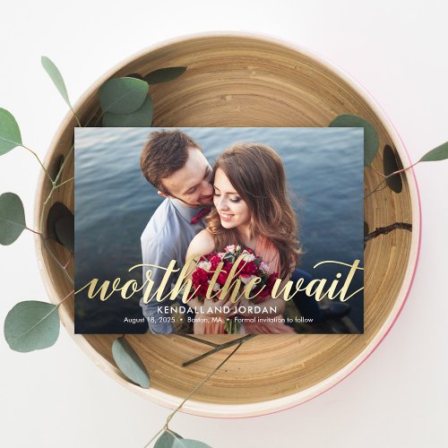 Simply Romantic Worth The Wait Save The Date Card