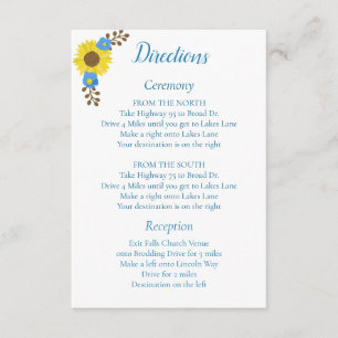 Simply Rustic Sunflower Directions Enclosure Card