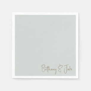 Simply Sage Gold Script Wedding Cocktail Napkins