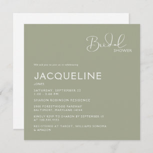 Simply Sage Square Bridal Shower II Invitation