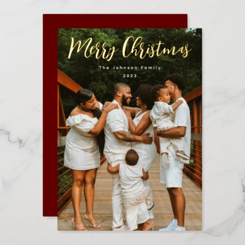 Simply Scripted Photo Foil Holiday Card