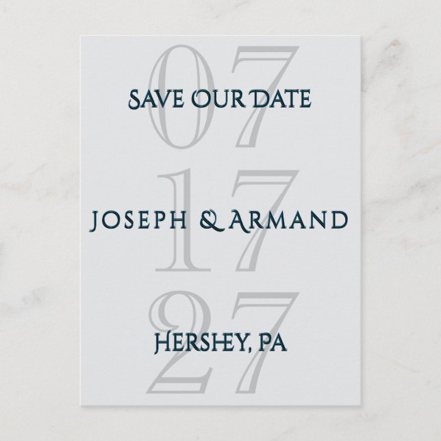Simply Silver Save the Date Postcard (Front)