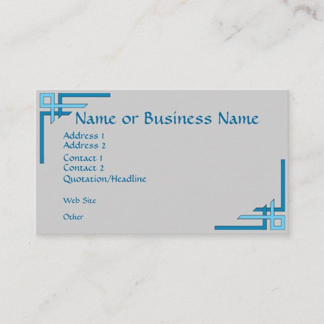 Simply Sophisticated Blue Art Deco Business Card (Front)
