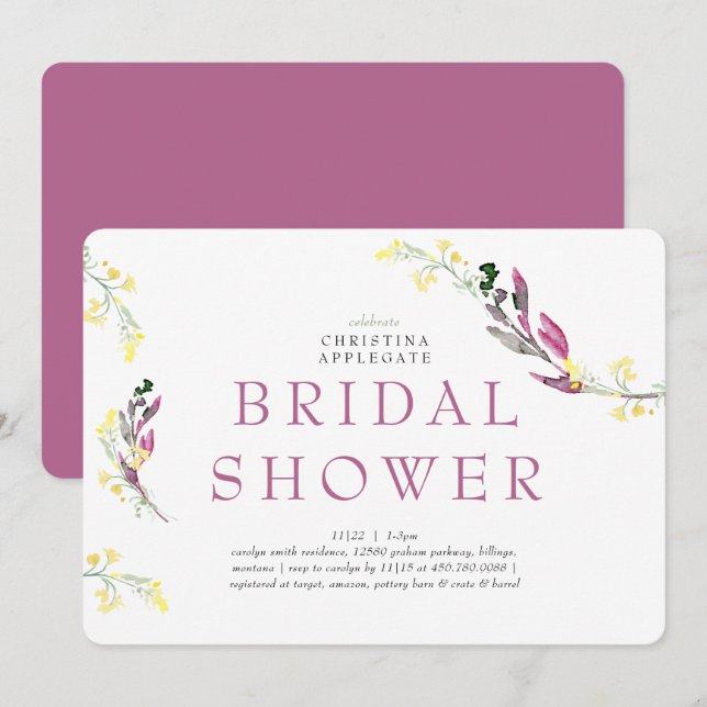 Simply Spring Wildflower Bridal Shower  Invitation (Front/Back)