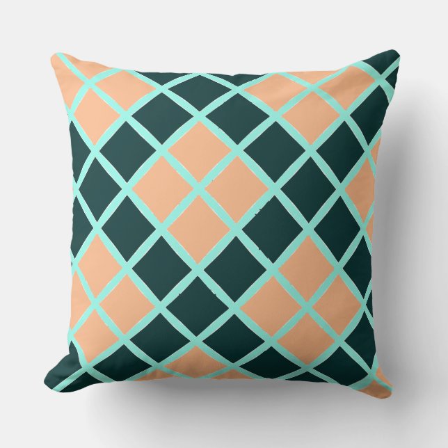 Simply Squares of Dark Green  Throw Pillow (Front)
