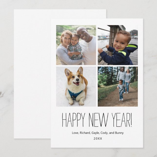 Simply stated Happy New Year photo card (Front/Back)