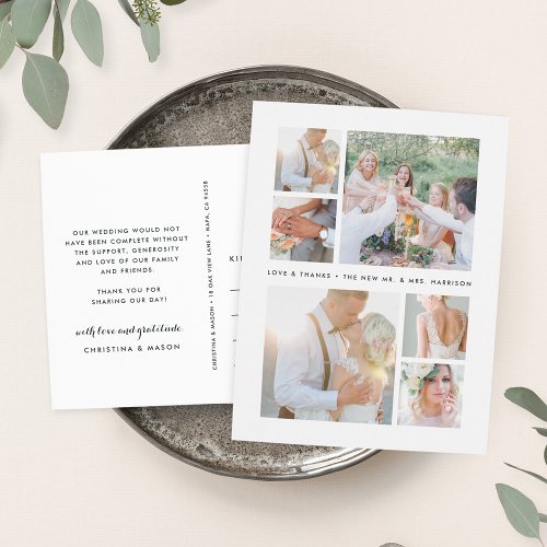 Simply Stated  Wedding Photo Collage Thank You Postcard
