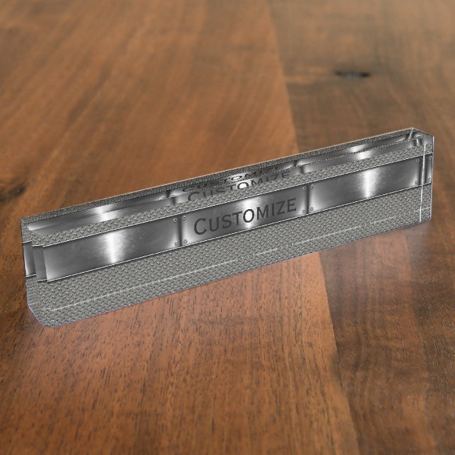 Simply Steel Metal Texture Desk Name Plate (Side)