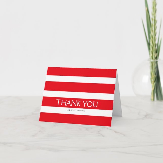 Simply Stripes Thank You Note Card / Red (Front)