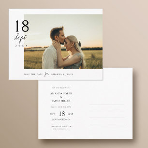 Simply Stylish Save the Date Postcard with Photo
