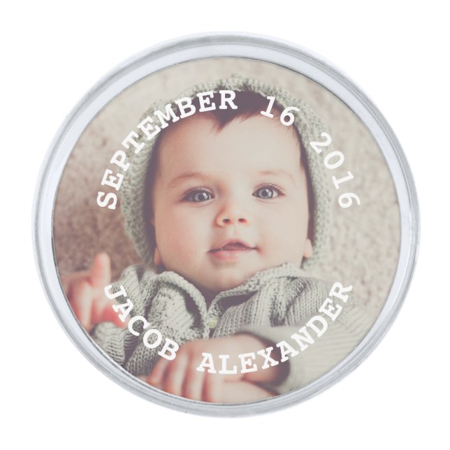 Simply Sweet Baby Photo Silver Finish Lapel Pin (Front)