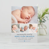 Simply Sweet Gray Baby Boy Photo Collage Birth Announcement (Standing Front)