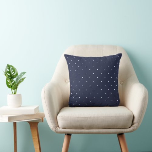 Simply Sweet Midnight Blue Polka Dots Pattern Throw Pillow