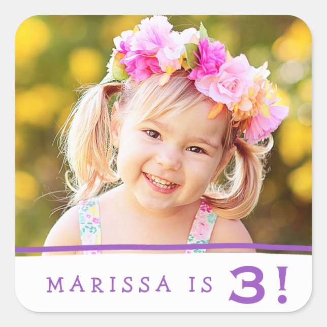 Simply Sweet Personalized Photo Birthday Stickers (Front)