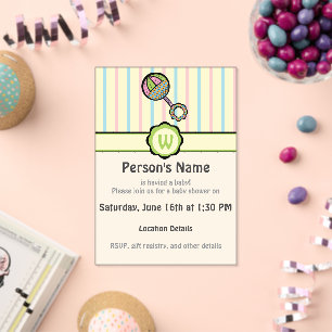 Simply Sweet Rattle Baby Shower Acrylic Invitations