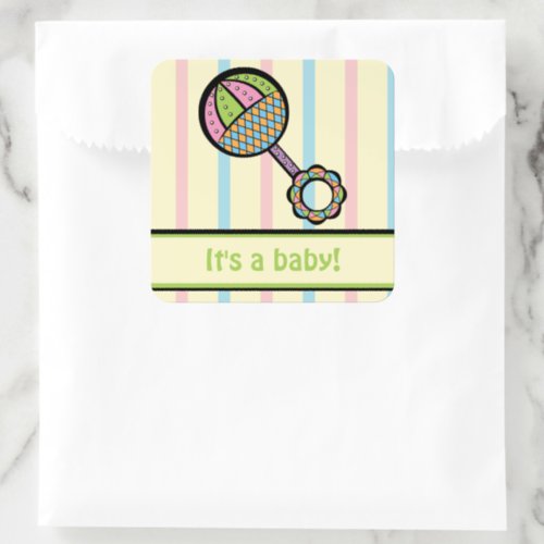 Simply Sweet Rattle Baby Shower Sticker Roll