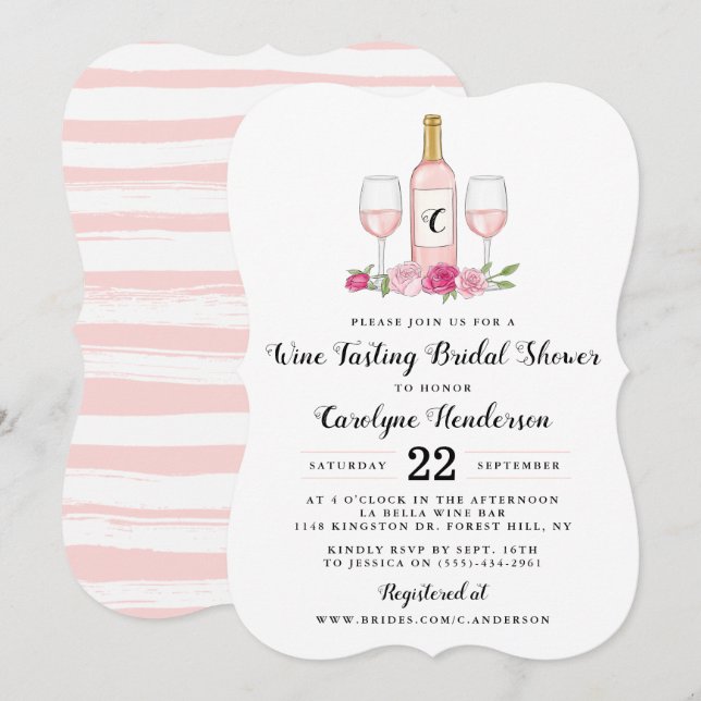 Simply Sweet Wine Tasting Bridal Shower Invitation (Front/Back)